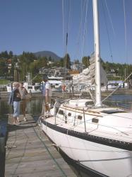 Sailboat at Gibsons Marina: Boats of all types are everywhere on the Sunshine Coast.