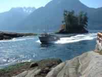 Approaching Malibu Rapids enroute to Princess Louis Inlet, photo courtesy of Sunshine Coast Tours